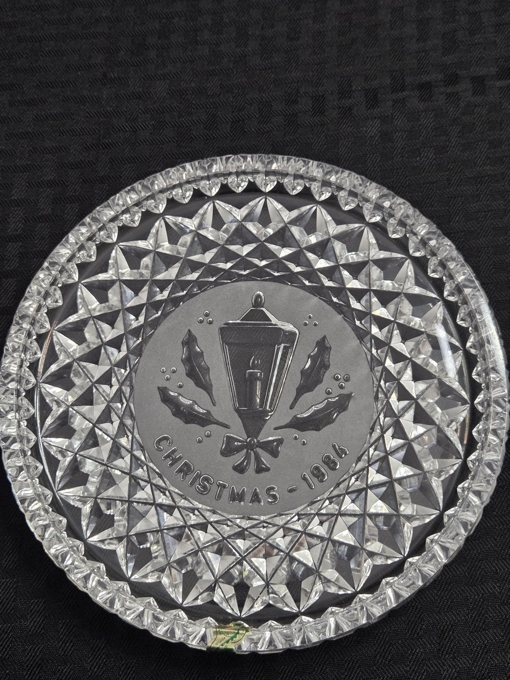Waterford Crystal 1984 Christmas Plate Holly Lamp 8" Ireland Original Box